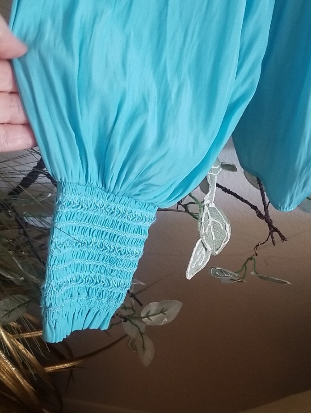 Boston Proper Turquoise Smocked Peasant Tunic - Picture 4 of 9